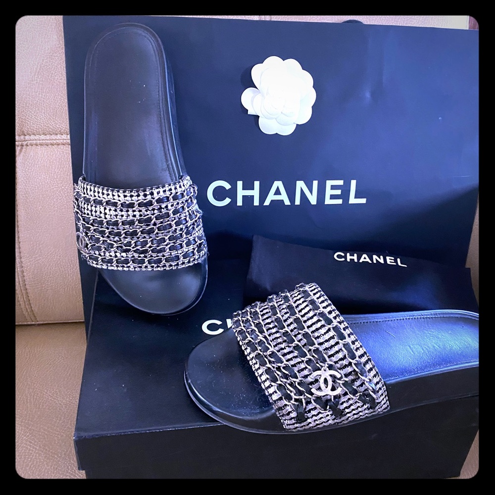 Chanel EU39 Tropiconic Silver HRDW Sandals